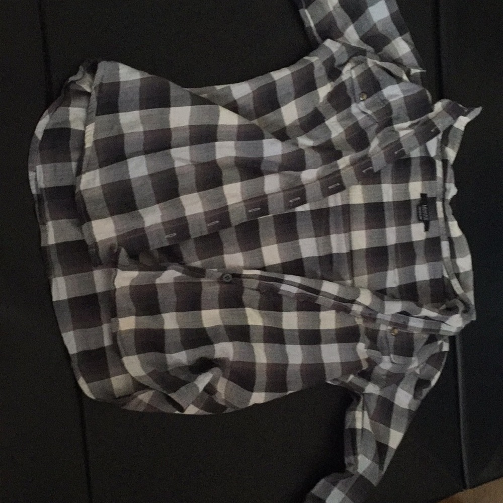 Black white and grey button down